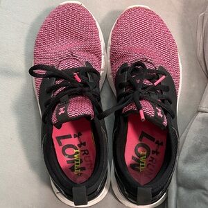 Under Armour Women Pink and Black Knit Running Sneakers